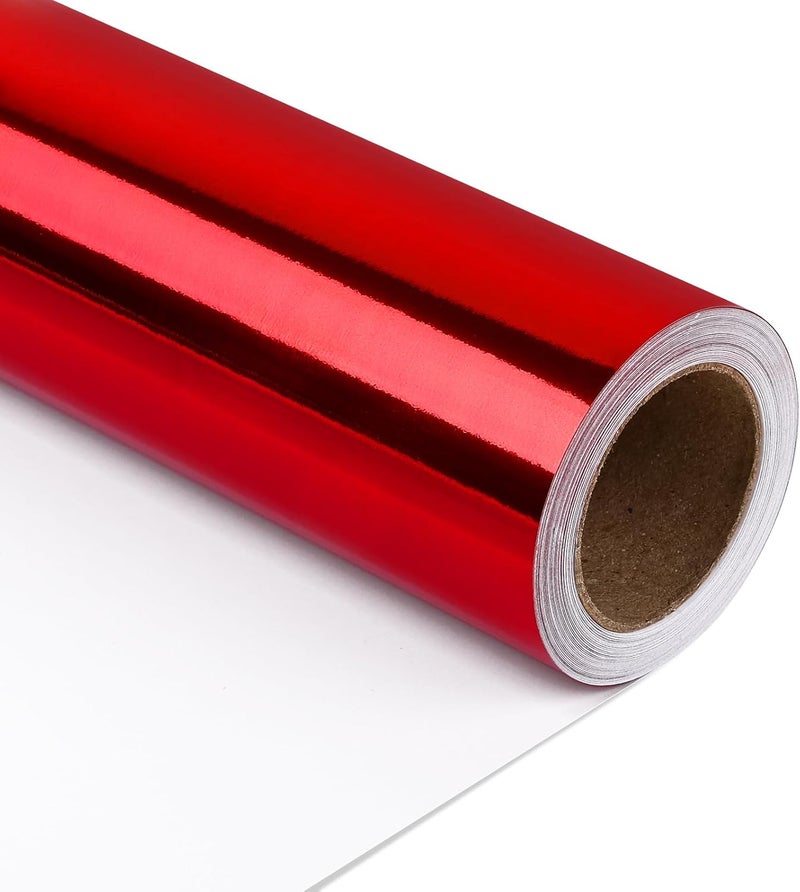 NESCCI Red Metallic Wrapping Paper, Solid Color Paper,Gift Wrapping Paper,Perfect for Wedding,Valentine's Day,Birthday, Christmas,Baby Shower,DIY Bouquet (17 Inches X 32.8 Feet) - Image 1